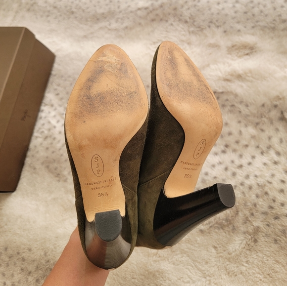 SJP by Sarah Jessica Parker Serge ankle bootie in olive green suede, 6.5 - Picture 10 of 13